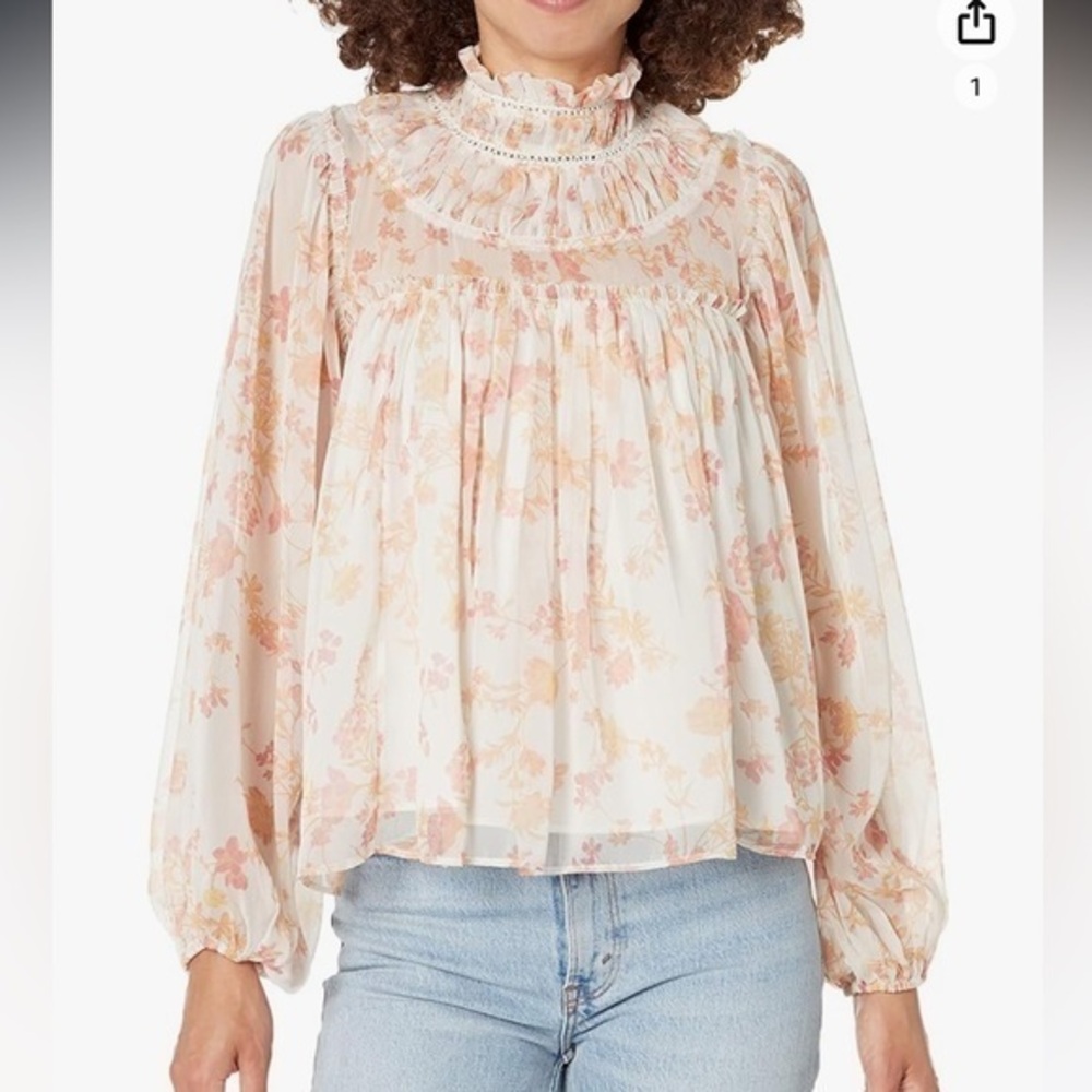 French Connection Women Diana Ruffled Burnout Blouse